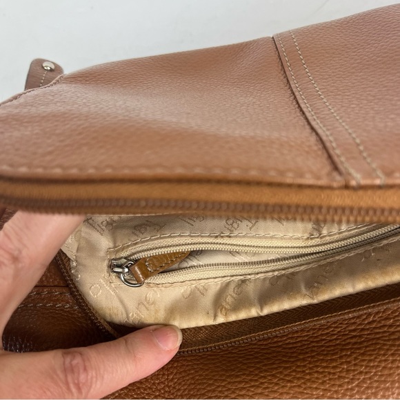 Tignanello brown leather shoulder bag with cinch belted top/multi-compartments - Picture 11 of 16